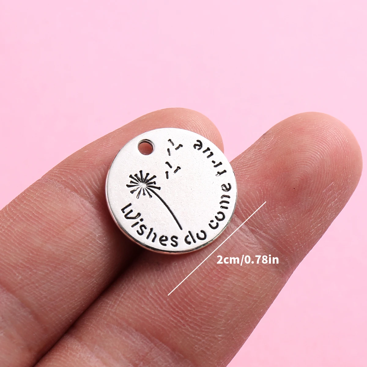 10 Dandelion Pattern Text Round Pendants, Wish Phrases Round Single-Hole Accessories, Suitable for DIY Bracelets, Wristbands, Necklaces, and Materials for Creating a Wishful Atmosphere