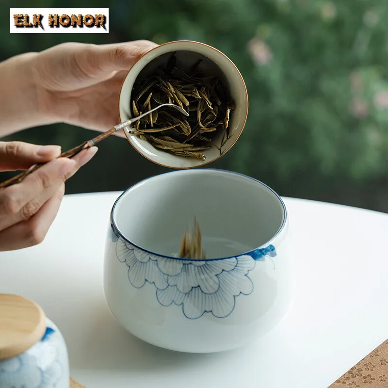 

700ml Pure Hand-painted Hibiscus Jianshui Retro Tea Cup Writing-brush Washer Tea Residue Barrel Chaxi Tea Items Supplies Craft