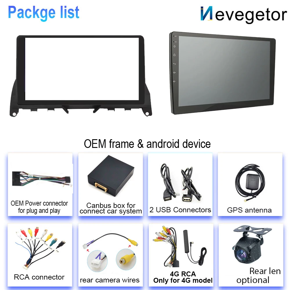 وحدة رئيس لمرسيدس بنز C-Class W204 S204 2007-2010 أندرويد السيارات راديو السيارة لتحديد المواقع والملاحة الوسائط المتعددة مشغل فيديو ستيريو 4G