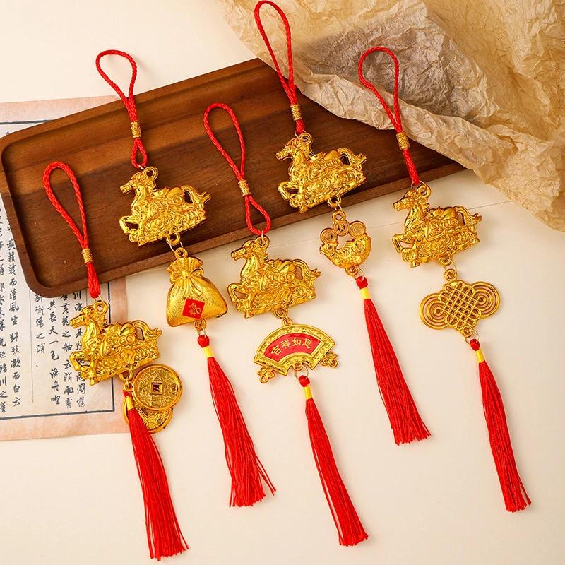 1PC 2026 Year Of The Horse Wall Hanging Ornament Chinese New Year Lucky Decor Accessories Housewarming Small Pendant Gifts