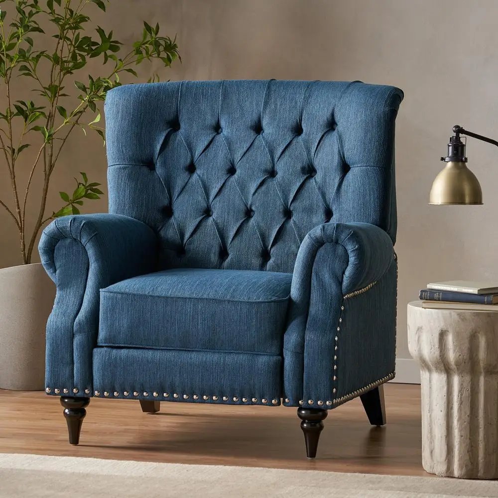 كريستوفر نايت هوم نسيج أزرق كحلي دفع خلفي لهجة كرسي توالت الأسلحة برشام ديكور #6