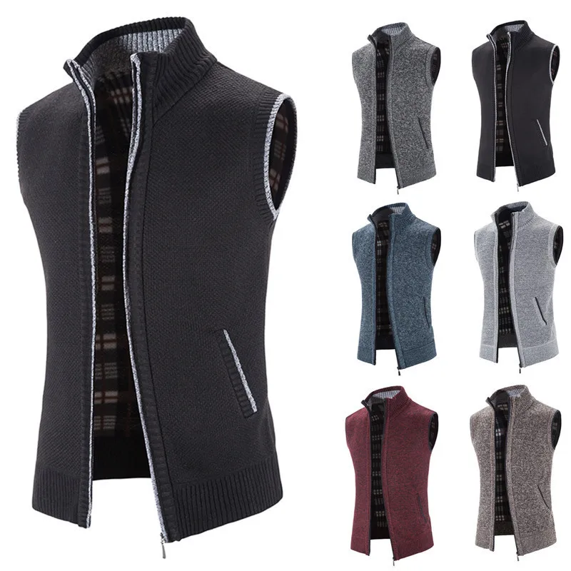 

Thiened Fce Knitted Sweater Men's Stand Collar loween Faion Casual Sweater Large Size Open Cardigan Outerwear