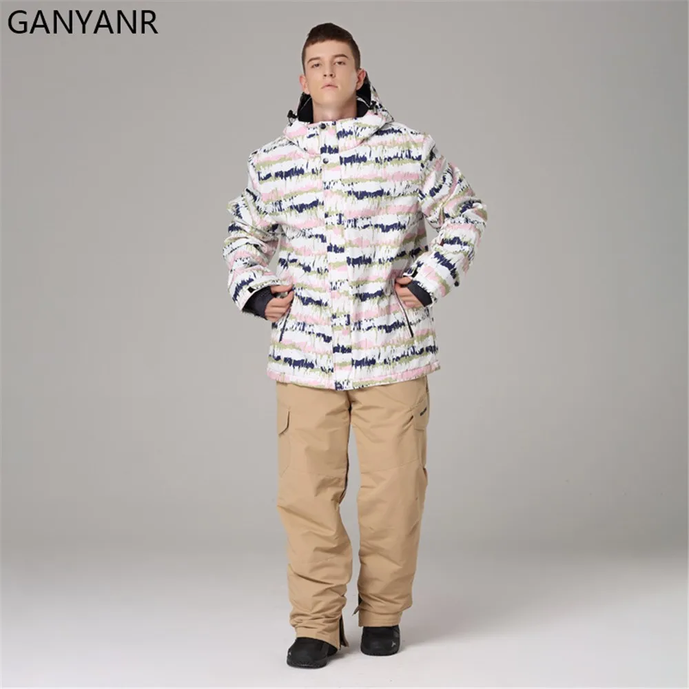 

Комплект зимней одежды GANYANR для катания на сноуборде и лыжах, водонепроницаемый, куртка и штаны, для рыбалки, походов