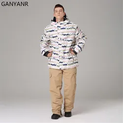 GANYANR Snowboarding Suits Men Ski Sets Winter Snow Jacket Pants Windbreaker Waterproof Outdoor Hiking Fishing Warm Clothing