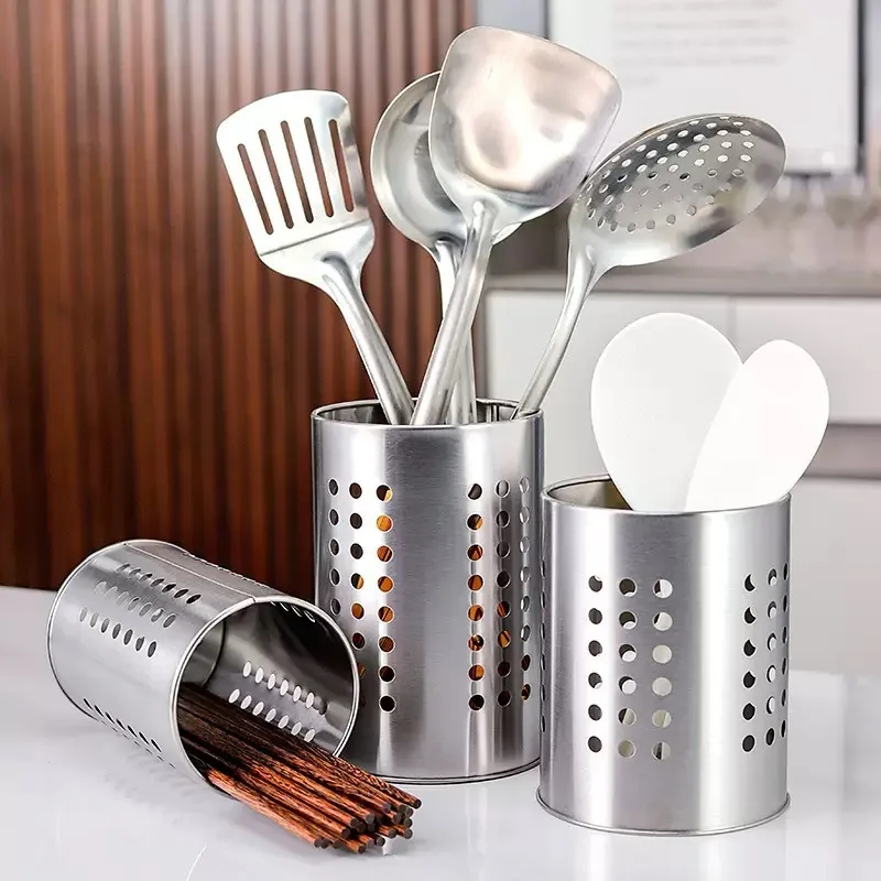 Multifunctional Stainless Steel Tableware Drainer Rack, Efficient Draining Utensil Caddy to Keep Countertop, Pen storage Holder