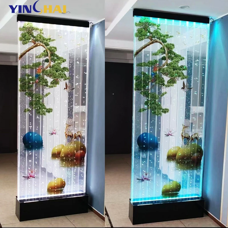 Personalizzazione. Parete a bolle d'acqua in acrilico con luci a LED stampate Schermo con pannello in argento e divisorio per ambienti Decorazione da parete mobile