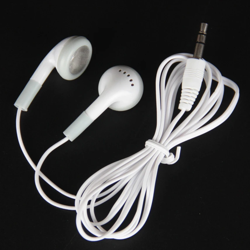 

White Disposable Wired Earphone 3.5mm Jack In Ear Earbuds Stereo Sports Headset for Mobile Phone PC Museum School Library