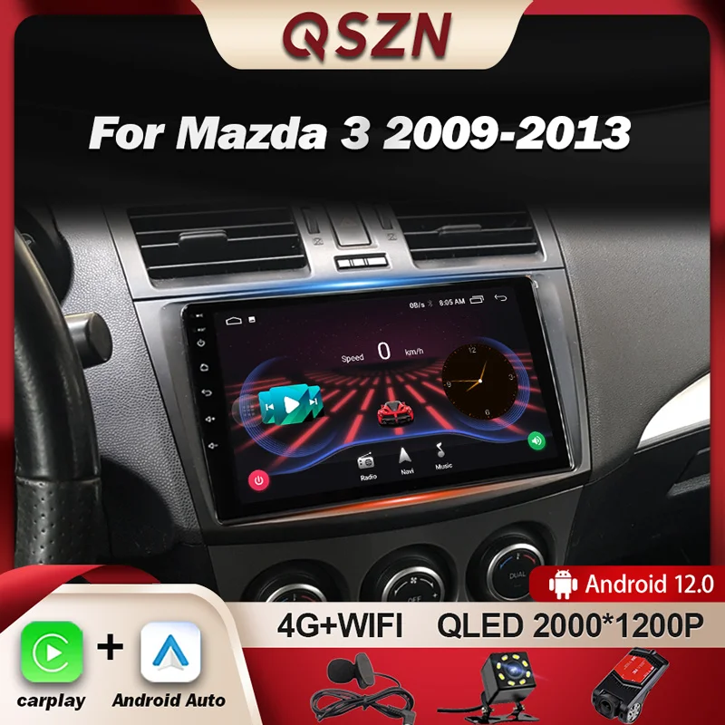 

Автомагнитола QSZN для Mazda 3 II Mazda3 BL 2009 -2013, мультимедийный видеоплеер, навигация GPS, Carplay, Android 12, Авторадио, головное устройство