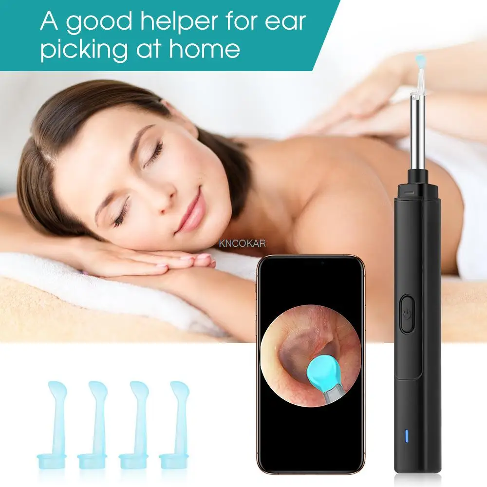 ملعقة حفر الأذن الذكية عالية الوضوح ملعقة حفر الأذن مضيئة الأذن مغرفة الأذن المنظار أداة تنظيف الأذن البصرية