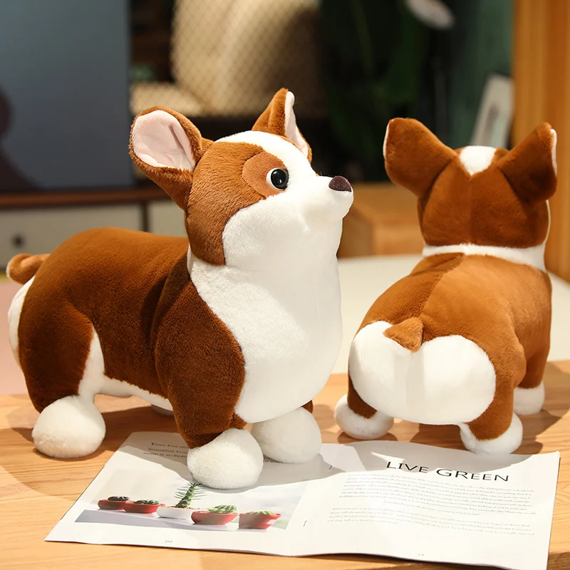 Adorbale Plush Corgi Dog Toy Stuffed Soft Animal Cartoon Pillow Kawaii Lifelike Puppy Doll Lovely Gifts for Children Girl