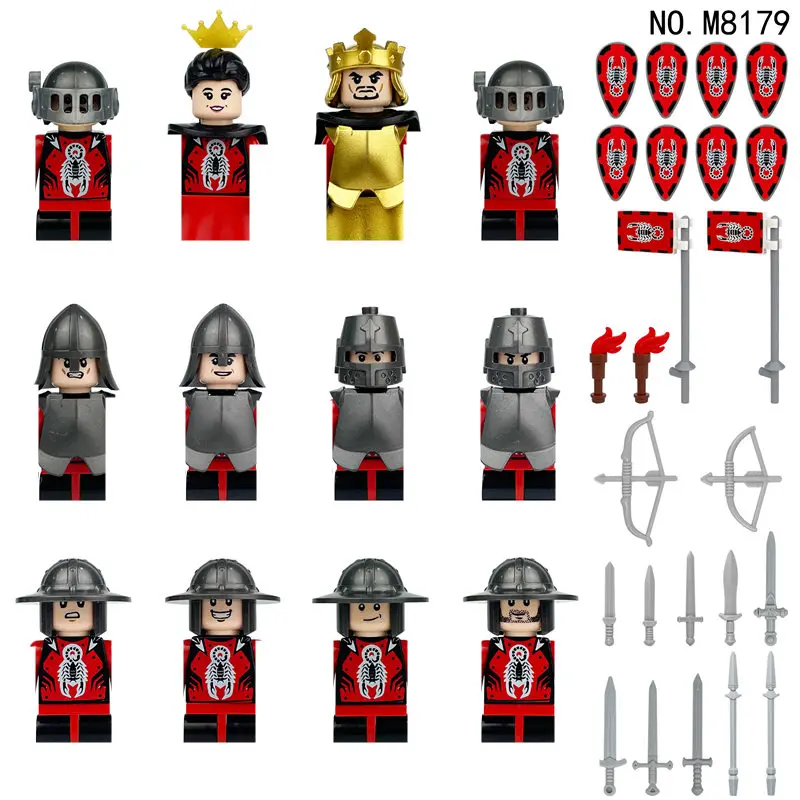 M8179 Middeleeuwse Leger Koning en Koningin Actiefiguren Bouwstenen Mini Beeldje Poppen Bricks Set Kinderen Speelgoed kerstcadeau