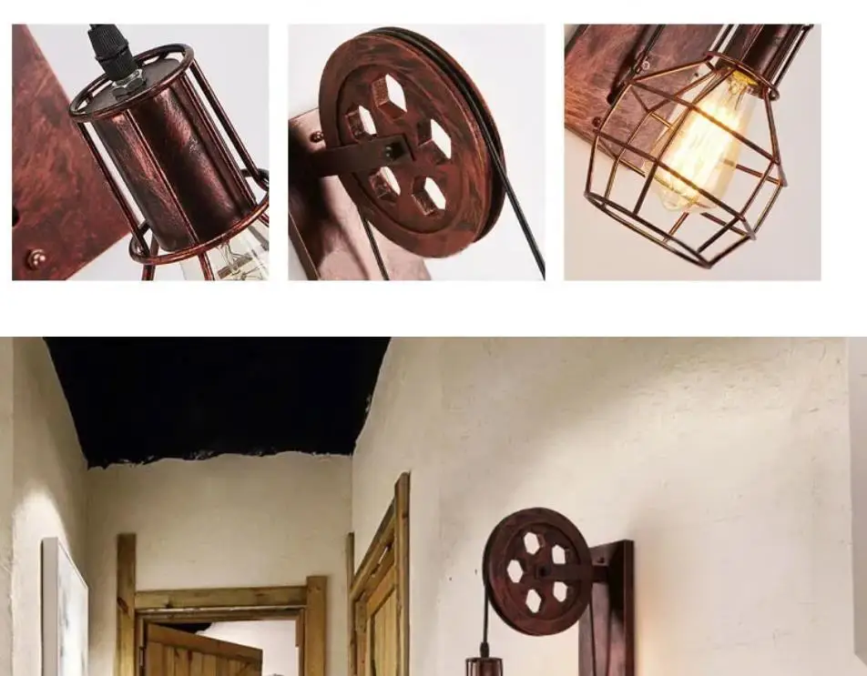 

Retro Lanterns Fixtures Pulley Pendant Suspension Light Fitting Kitchen Bedroom Living Room Wall Lamp