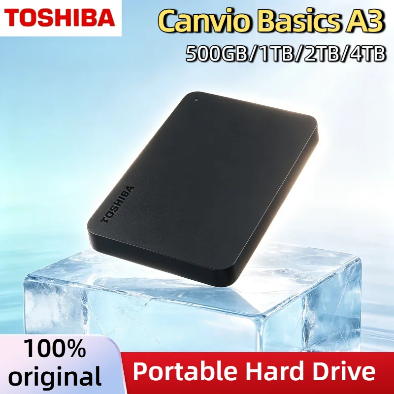 Toshiba Canvio Basics A3 External USB 3.0 Portable Hard Drive 500GB 1TB 2TB Matte Black Ultra Fast Pro Max Backup Storage