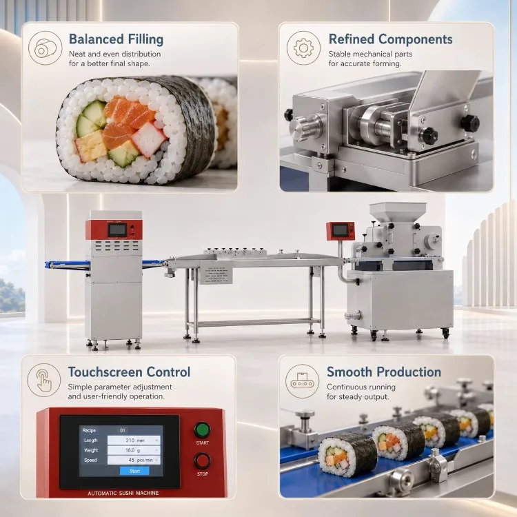 All-in-One High Quality Automatic Sushi Making Machine Production Line 1 Year Warranty Low Maintenance