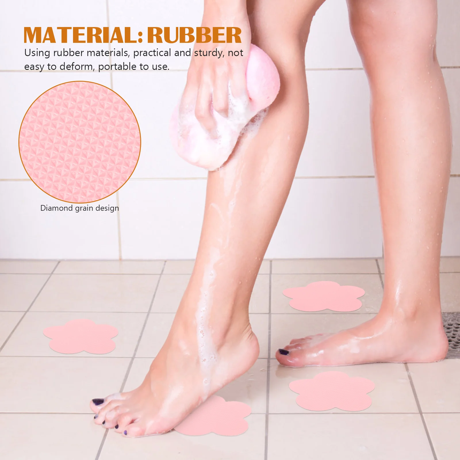 12 Pcs Non-slip Petal Bathroom Anti-slip Stickers Waterproof Tub 850X850X010CM Rubber Shower Grip