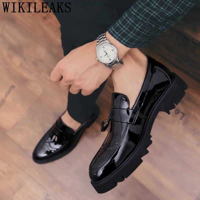 Brogue Shoes Men Elegant Italian Party Shoes For Men Brand Wedding Men Shoes Formal Coiffeur Patent Leather Wedding Dress 2024