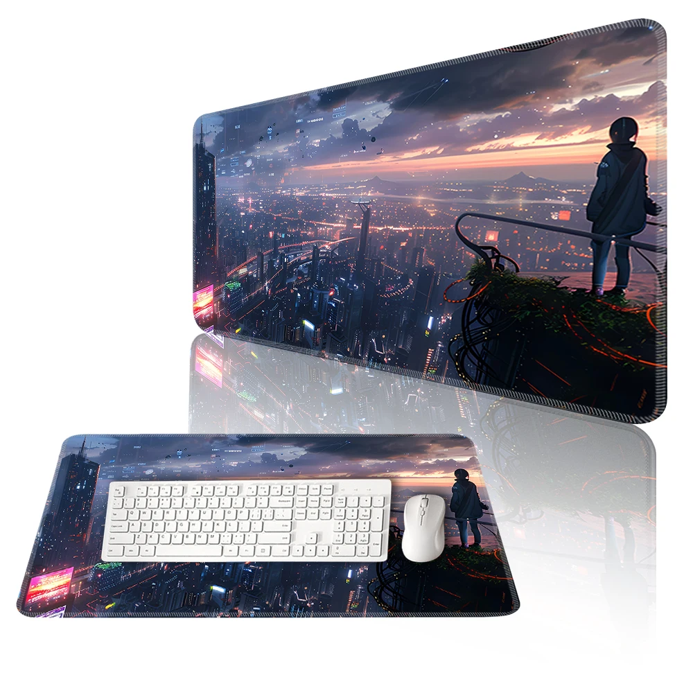 Cyber Punks Keyboard Pads Large Gaming Mouse Pad Anime Rubber Mat Cool Deskmat Desk Protector Mousepad Gamer Pc Accessories S47