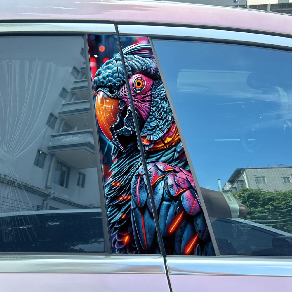 2Pcs/set Animal Camel Parrot Gecko Car Center Pillar Sticker Animal AUTO B-Pillar Protective Film Decoration Decals