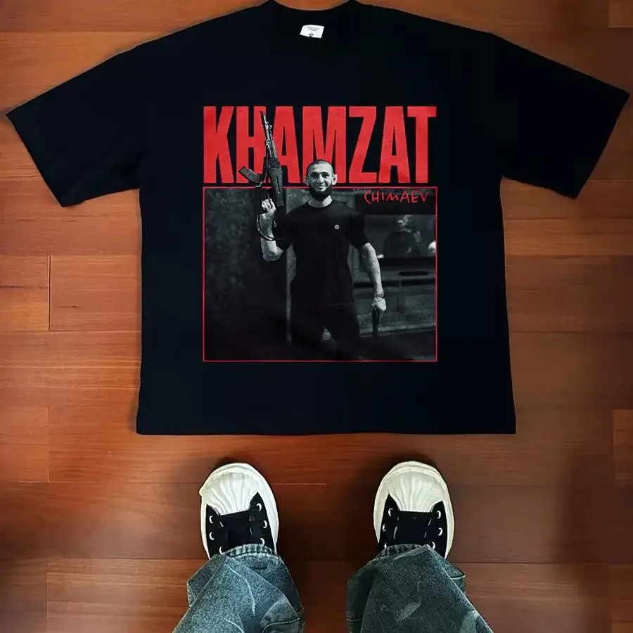Khamzat Chimaev الملاكمة القتال تي شيرت الرجال الصيف موضة الاتجاه قصيرة الأكمام فضفاضة مريحة القطن الرجال والنساء