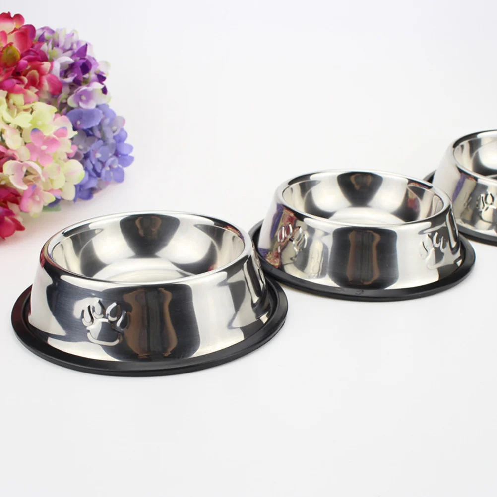 

Stainless Steel Dog Bowl 18cm Nonskid Base Durable Rust Resistant Odorless Pet Food Bowl Puppy Cat Feeder Pet Supplies