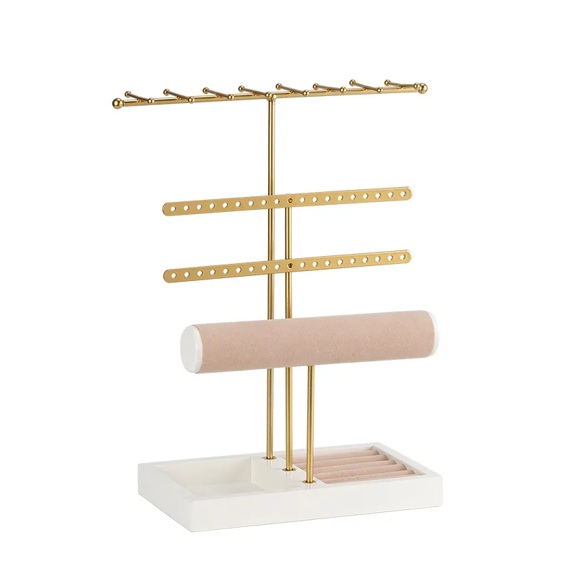 

Fashion jewelry display set made of wood and Iron easy assemble table top jewellery finishing organizer earring necklace rack