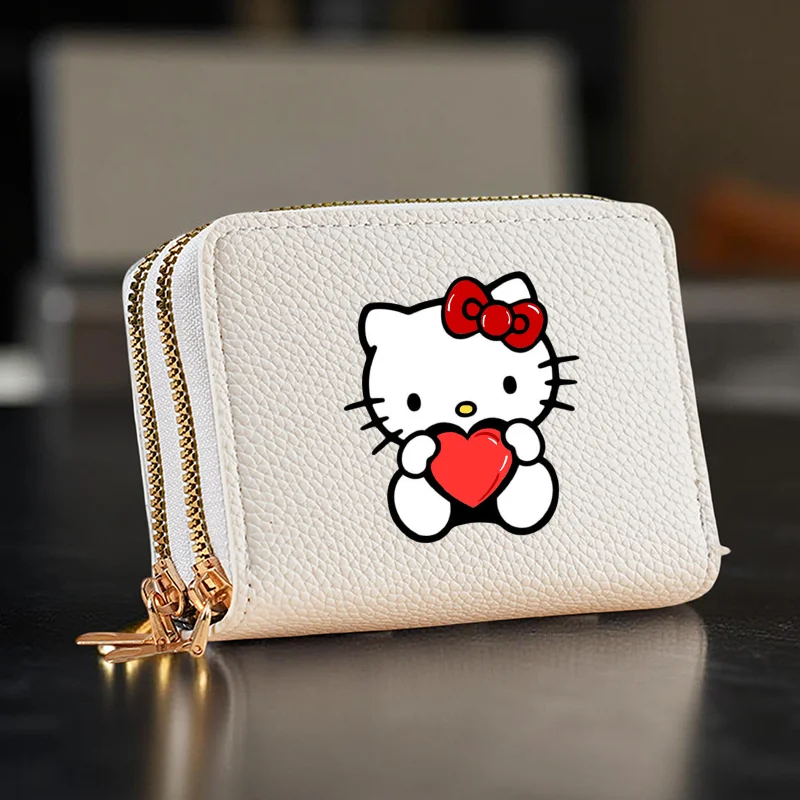 Hello Kitty korte portemonnee met kaartsleuven, portemonnee met dubbele ritssluiting - creditcardhouder met grote capaciteit en munt in verschillende kleuren