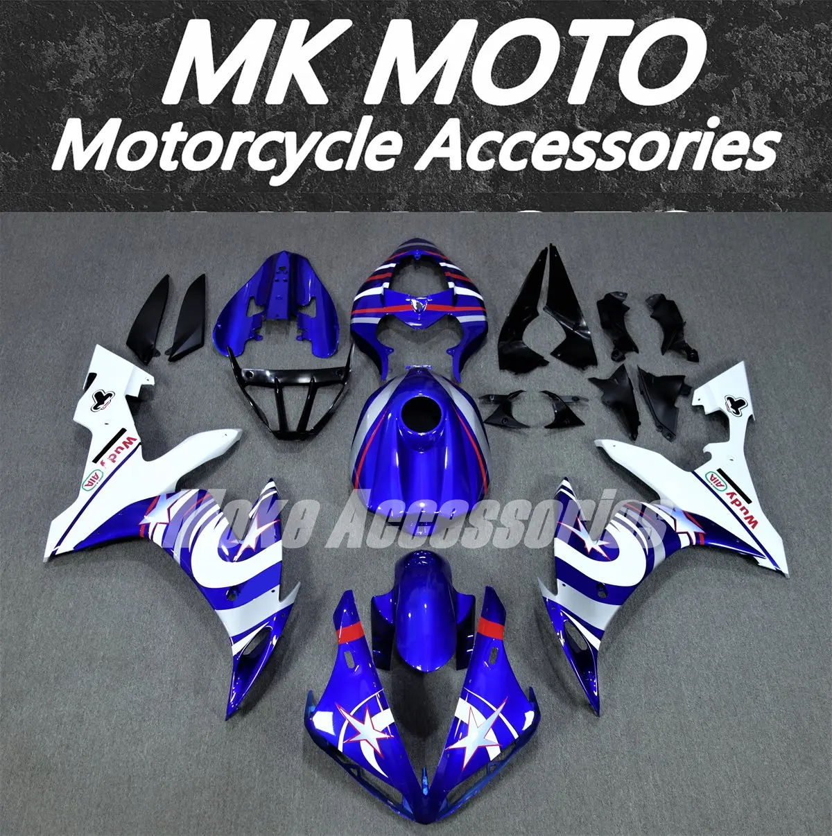 Moke moto Motorcycle Fairings Kit Fit For Yzf R1 2004 2005 2006 Bodywork Set High Quality Abs Injection Blue White cyclone