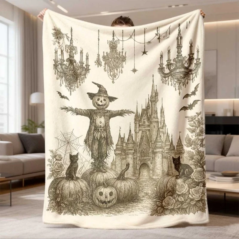 Gothic Bookshelf Flannel Blanket Magic Potions Skull Succulent Fleece Blanket Soft Cozy Warm Throw Blankets For Bed Sofa