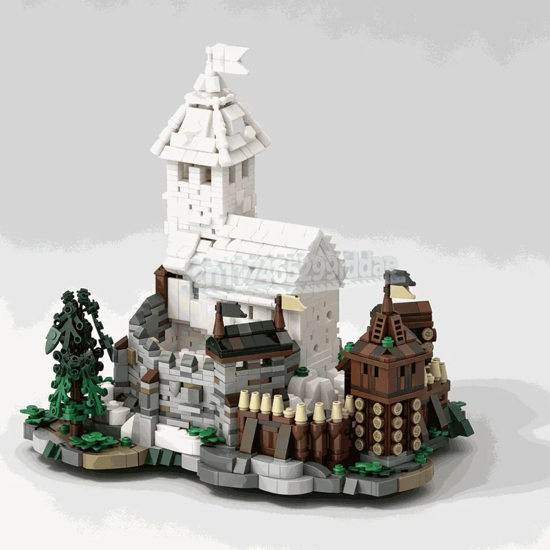 Mini Blaustein City Castle Outer Bailey Extension MOC Model Medieval Architecture Building Blocks DIY Assembly Toy Festival Gift