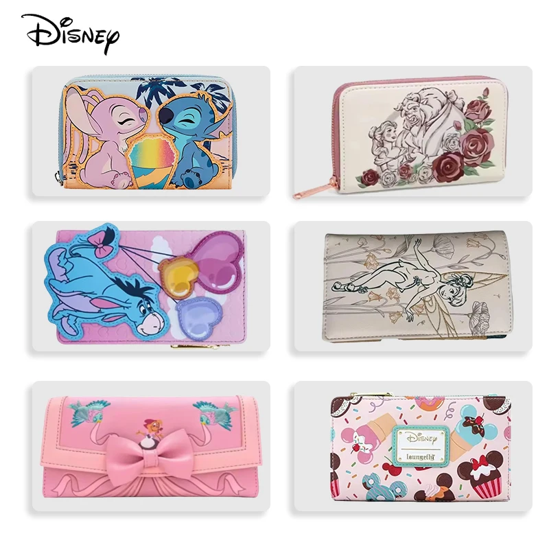 متوفر في المخزون ديزني Loungefly محفظة حافظة للبطاقات ليتل الجنية غرزة مرحبا كيتي محفظة مخلب محفظة للنساء الكبار حقيبة يدوية هدية