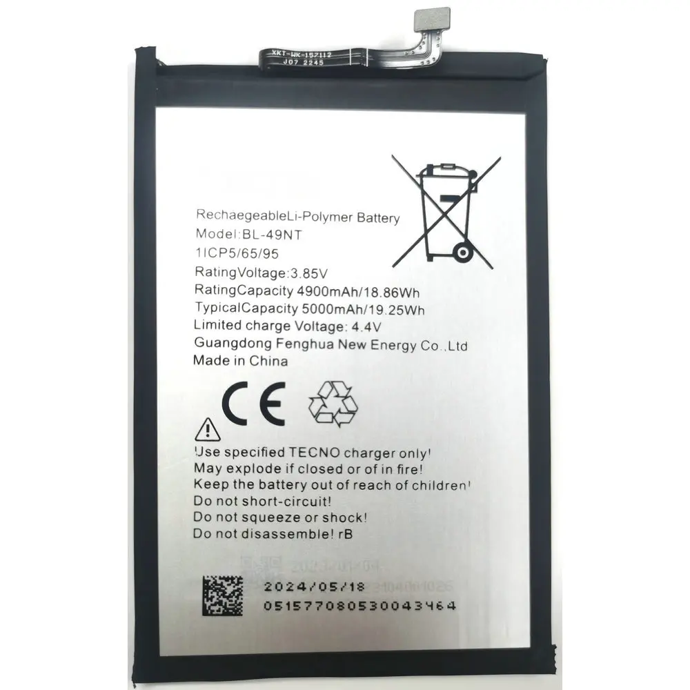 

New Original TECNO BL-49NT Replacement Phone Battery 1ICP5/65/95