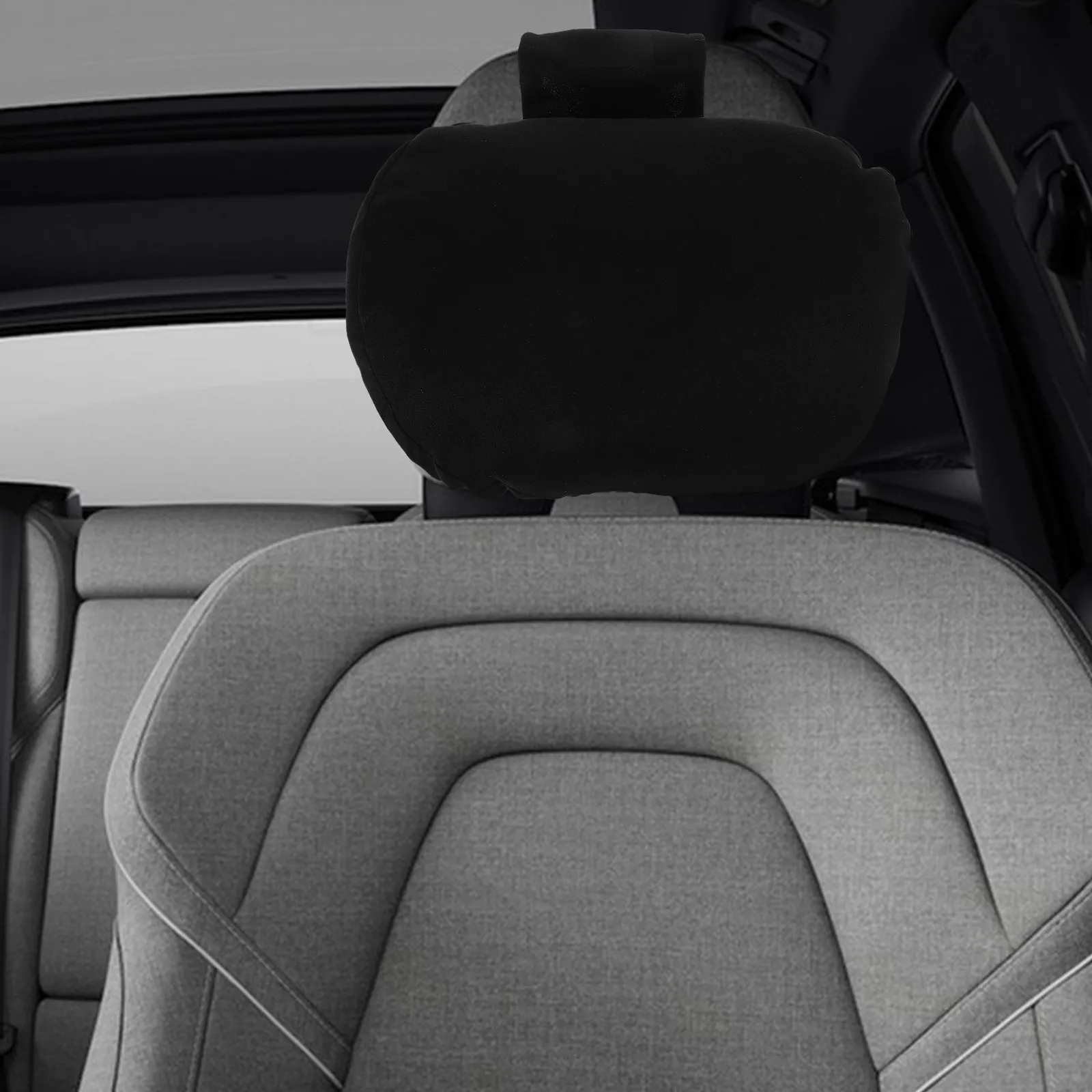 Car Seat Headrest Cushion Ergonomic Adjustable Neck Support Pillow with Convenient Side Pockets for Commuting Travel