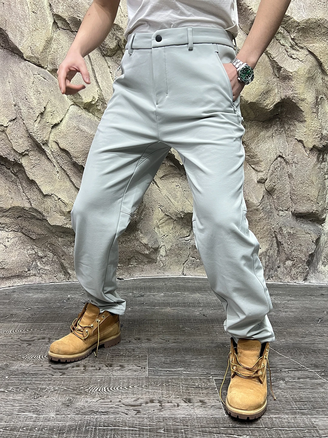 

L-серии, прямые мягкие брюки ell, универсальные повседневные брюки из эластичной ткани для улицы, повседневные брюки для молодых мужчин