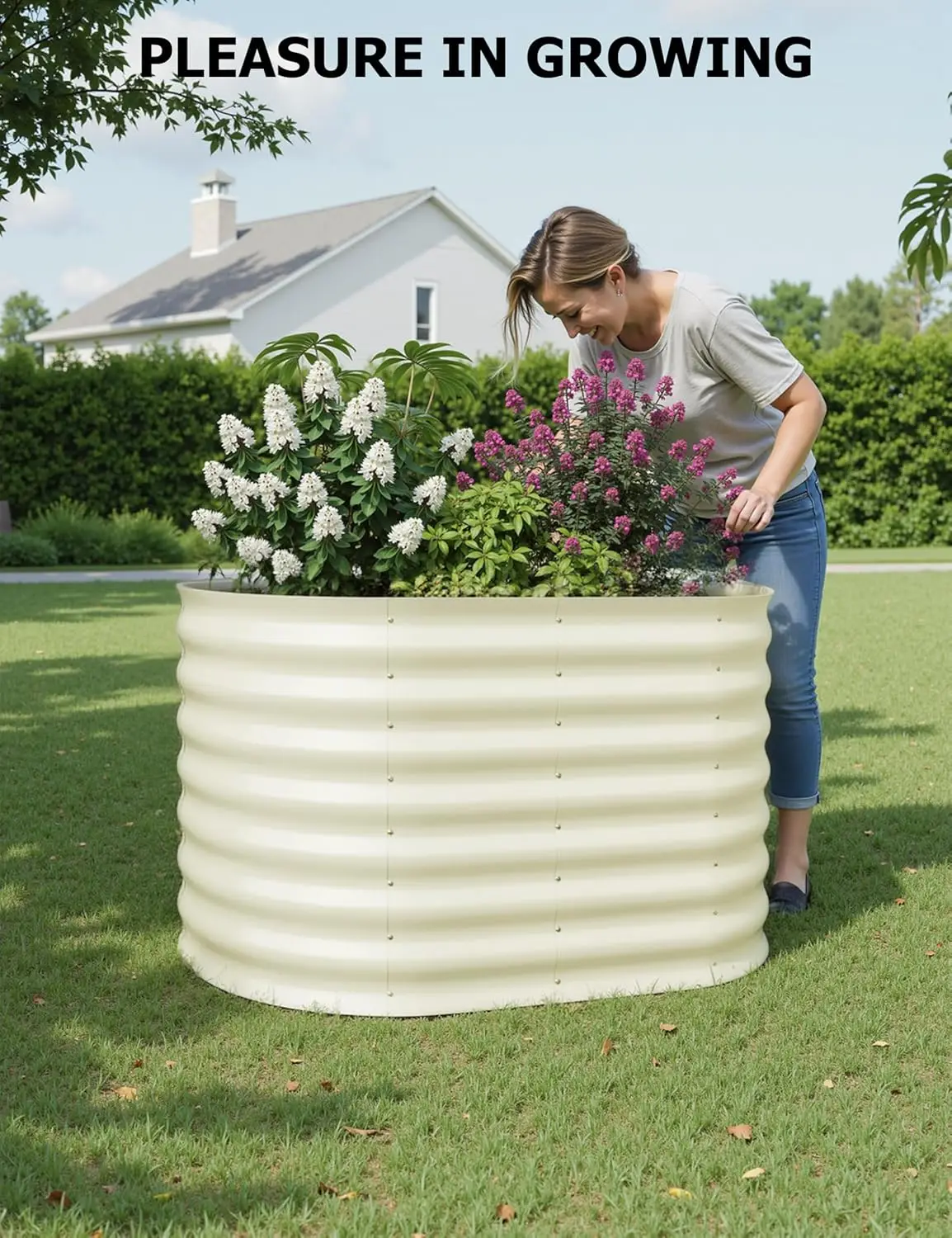 سرير حديقة مرتفع مجلفن 4 × 2 × 1 قدم، أسرة حديقة معدنية مرتفعة، صناديق زراعة خارجية، تخليص لزهور الخضروات والبستنة