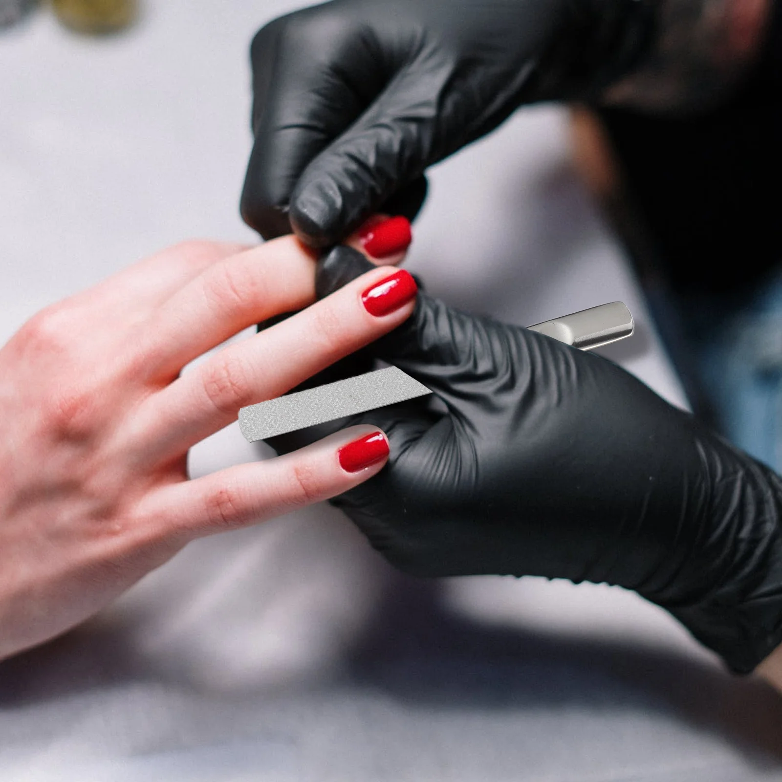 Lima de uñas de acero inoxidable, herramienta de manicura de Metal para uñas de los pies con estuche, herramientas de cuidado de uñas, 2 uds.