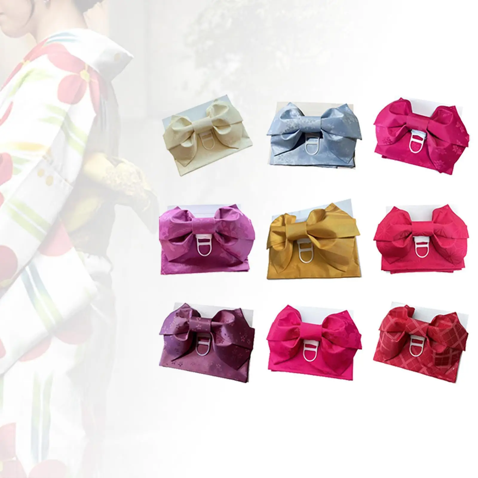 Corset Style Kimono Obi Belt Poly Bow Waistband Japanese Fashion Accessory for Cosplay Party Dress