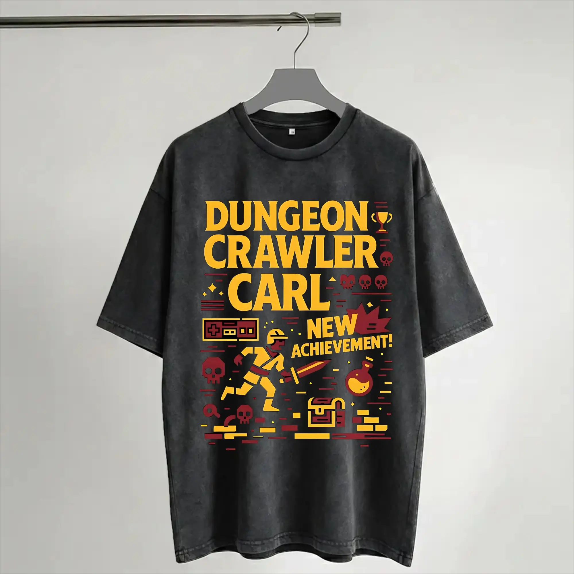 Harajuku Washed Shirt Carl And The Princess Donut and Mongo Dungeon Crawler Carl  Apparel Fashion T-Shirts Oversize  Streetwear