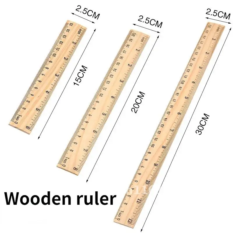 Wooden Straight Rulers Drawing Tool Desk Accessories Student Teacher Stationery School Office Supplies 15/20/30cm