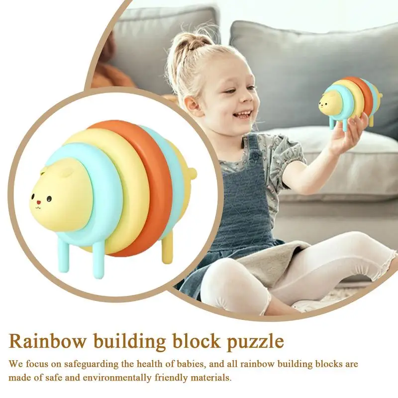 Rainbow Stacker Animal Toy For Fine Motor Skills Early Learning Educational Game Preschool Stacking Sensory Blocks For Kids Boys