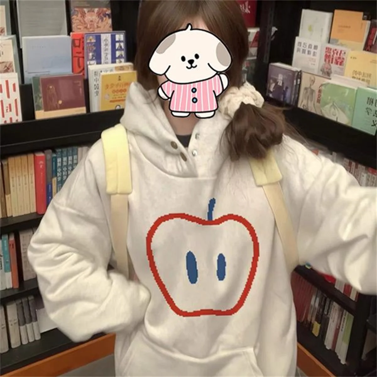 

2025 New Cute Apple Hooded Hoodie Spring And Autumn Dressing Up Collection Casual Fashion Trends Versatile Laziness Feeling