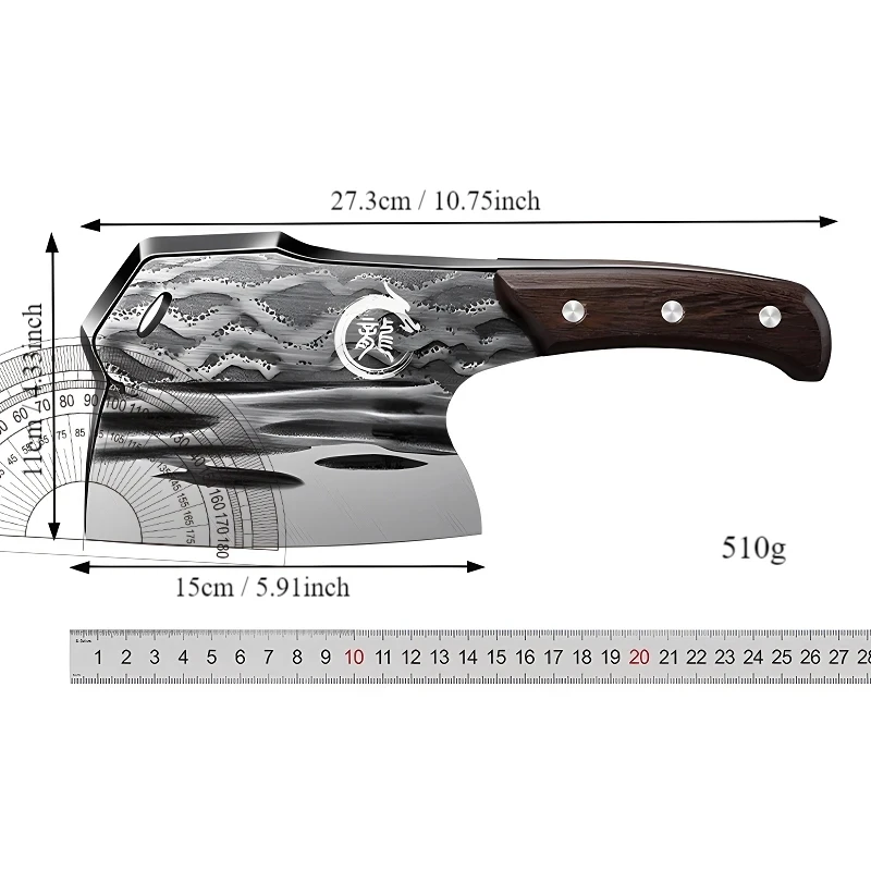 Stainless Steel Forged Big Bone Chopping Knife, Thickened Kitchen Turkey Splitting Knife, High Hardness Kitchen Utility Knife