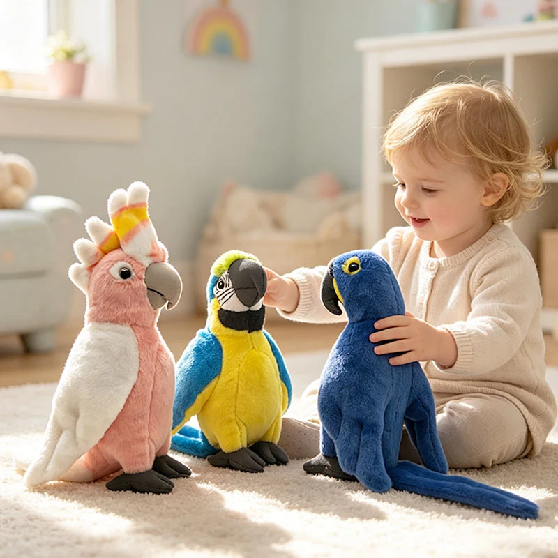 6 Stile Simulierter Papagei Plüschtier Lebensechte Papagei-Plüschpuppe Weiches Stofftier Geschenk für Jungen und Mädchen Zoo-Souvenir