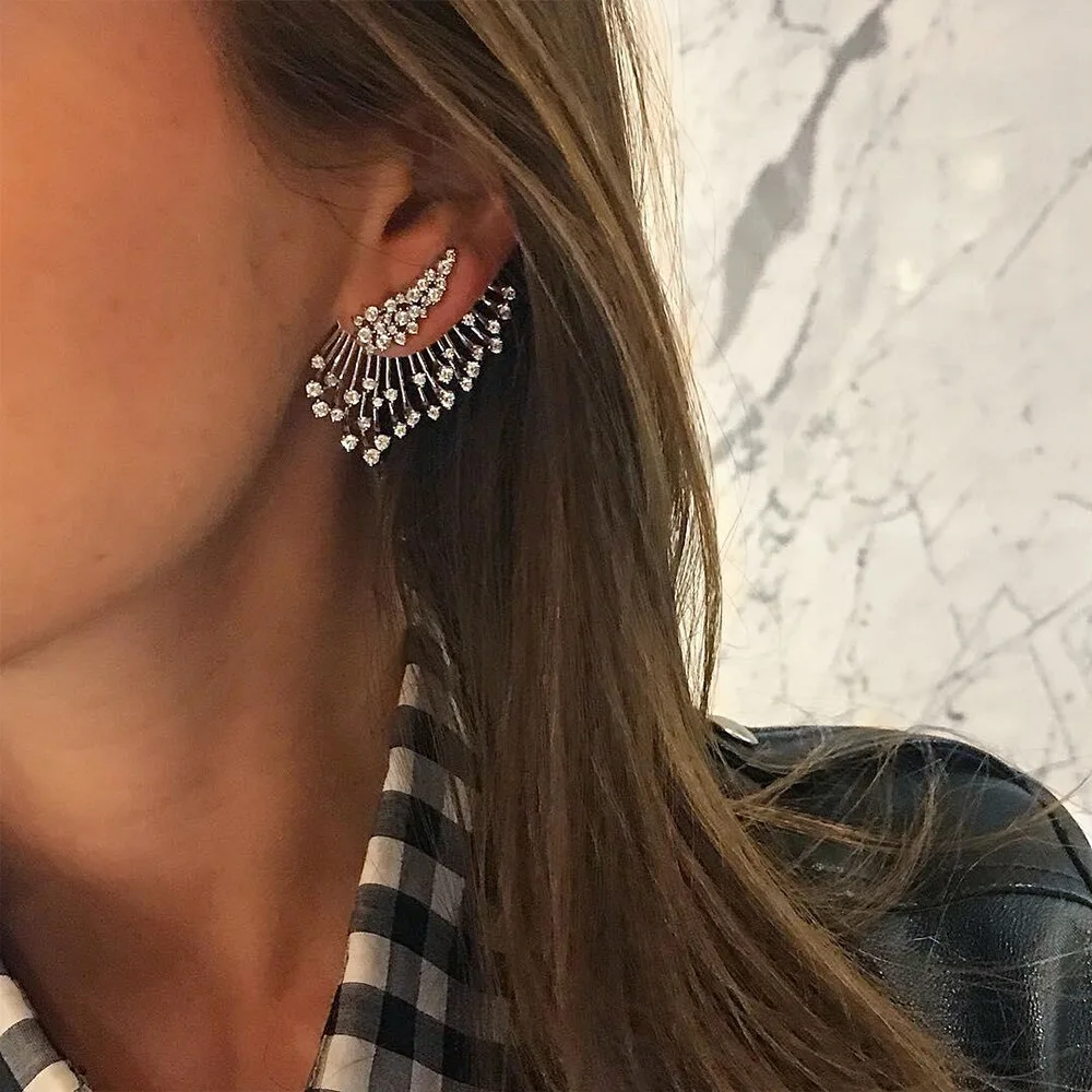 1 Piece Women Fashion Alloy Asymmetric Stud Earrings Crystal Multilayer Earrings For Women