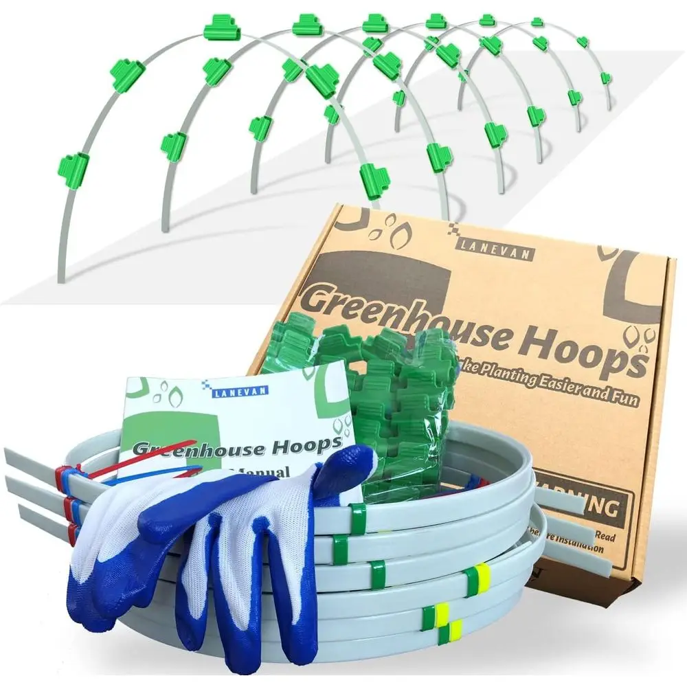 

Гибкие садовые арки из стекловолокна, длиной 6,56 футов, всепогодные, набор из 6 штук для поддержки растений и укрытия грядок