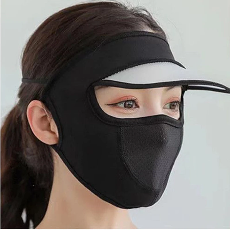 Women UV Protection Mask Thin Breathable Ice Silk Sunscreen Long Neck Full Face Mask Summer UV Protection Cycling Outdoor