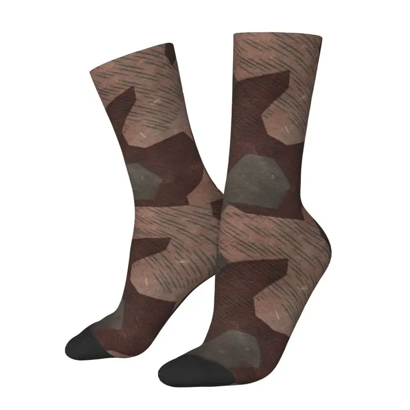 Splintertarn German Military Camouflage Socks for Women Stretch Summer Autumn Winter Army Tactical Camo Crew Socks