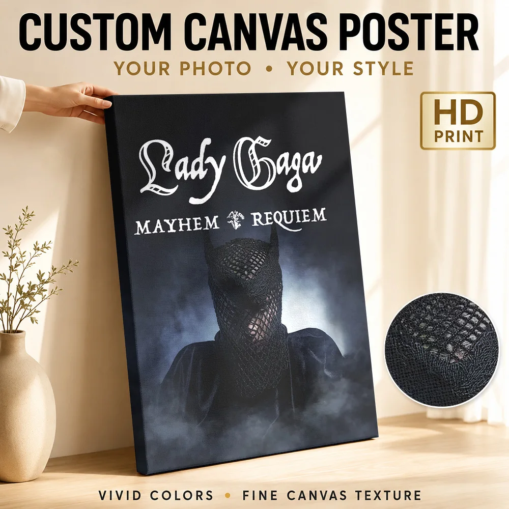 Lady Gaga Mayhem Requiem Canvas Poster Personalized Photo Detailed Illustration Wall Art For Recording Studio, Musician Gift
