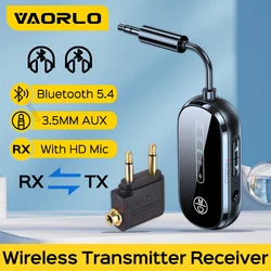 VAORLO Multipoint Connect Bluetooth 5.4 Receiver Transmitter Handsfree Call Stereo 3.5mm AUX Wireless Audio Adapter For PC TV