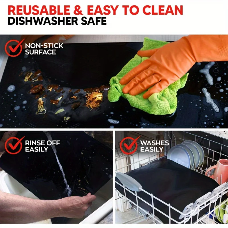 Oven Liners for Bottom Reusable Anti Dirt Protection Pad Heat Resistant Oven Microwave Lining Kitchen Tools For Barbecue Cooking - view 6