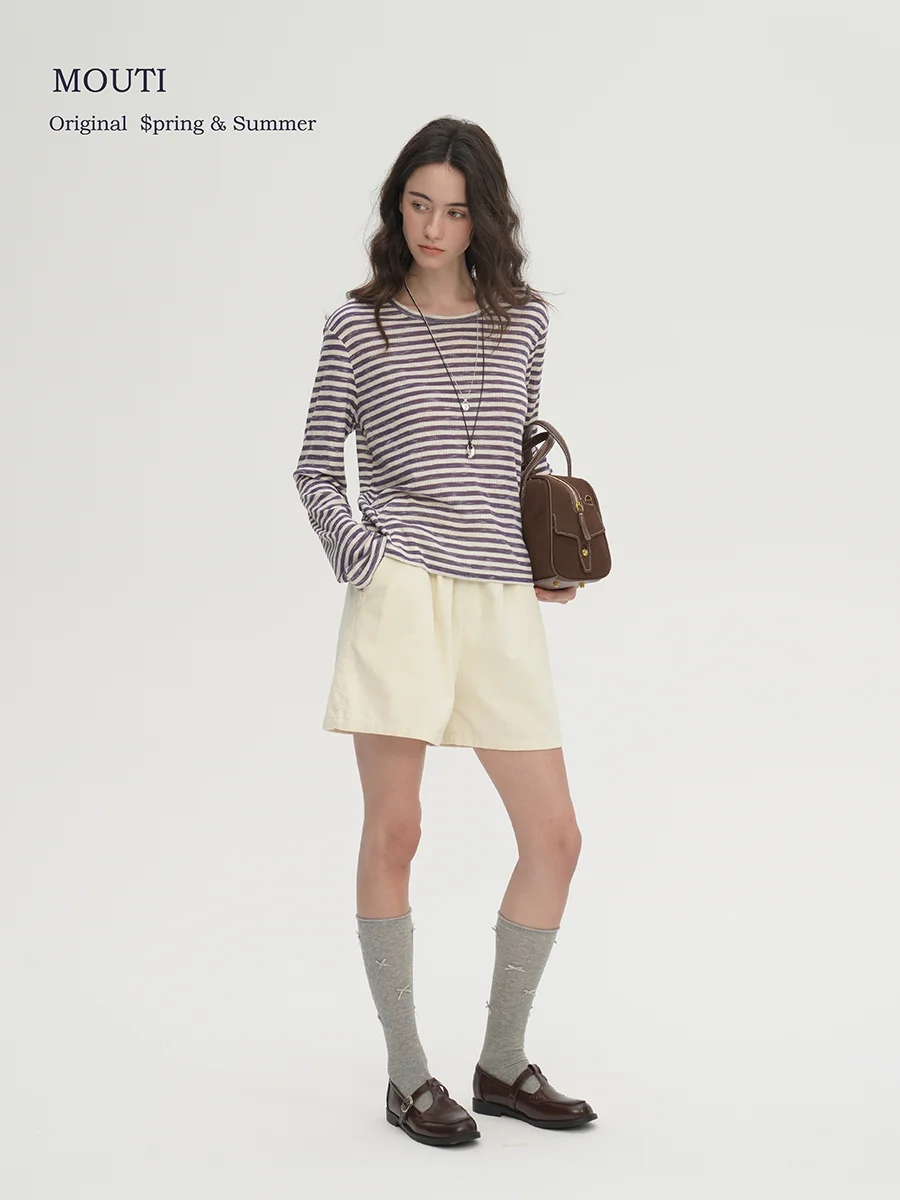 

Mouti Vintage Corduroy Dstring Casual Straight Leg orts High Waist Elastic Cotton High Waist Wide Leg Pants Summer Casua...